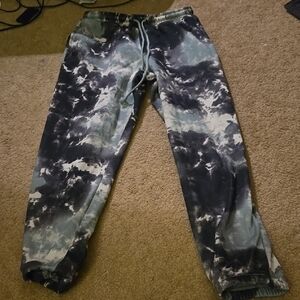 Women's Tie-Dye Jogger Pants - Blue and white